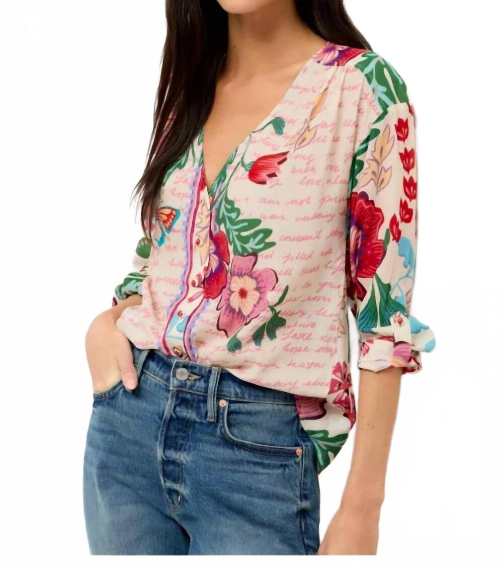 NEW JOHNNY WAS nisha long sleeve button up shirt in pink